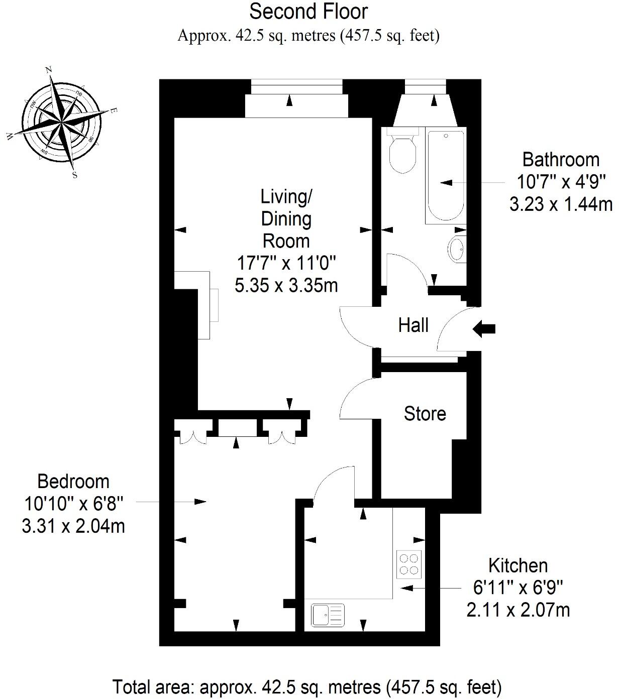 14/4 Dock Place, Leith, Edinburgh, EH6 6LU floorplan