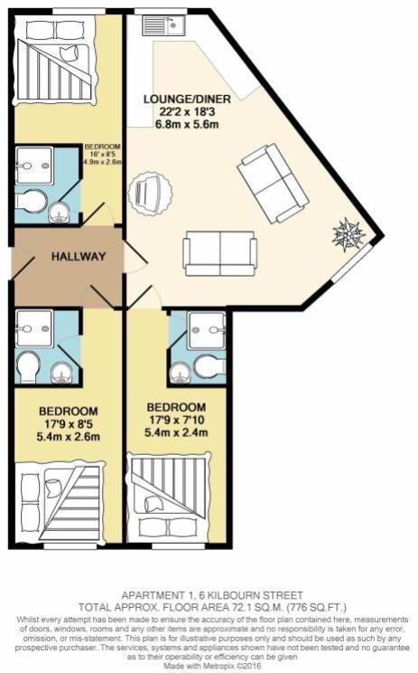 Flat 1, 6 Kilbourn Street, Nottingham, Ng3 1bd floorplan