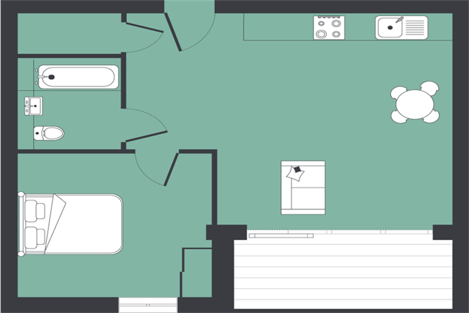 1 bed, 1st floor, Evos, Endura House  in Beam Park floorplan