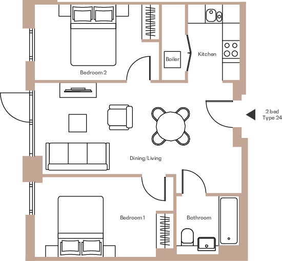 Hove Gardens, Apartment 106 floorplan