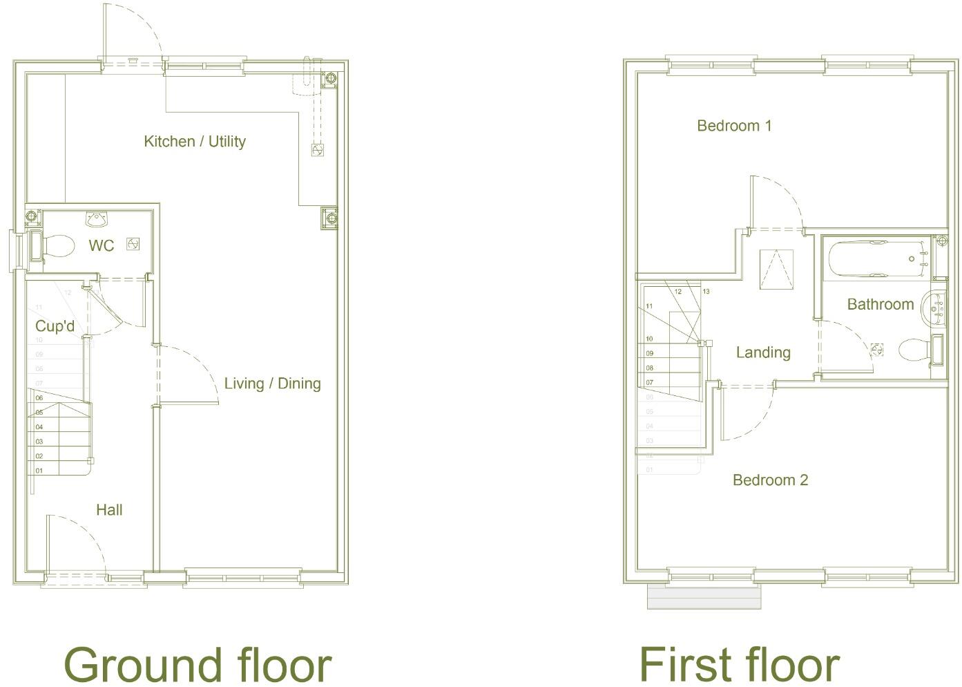 Redruth, Two bed shared ownership home floorplan