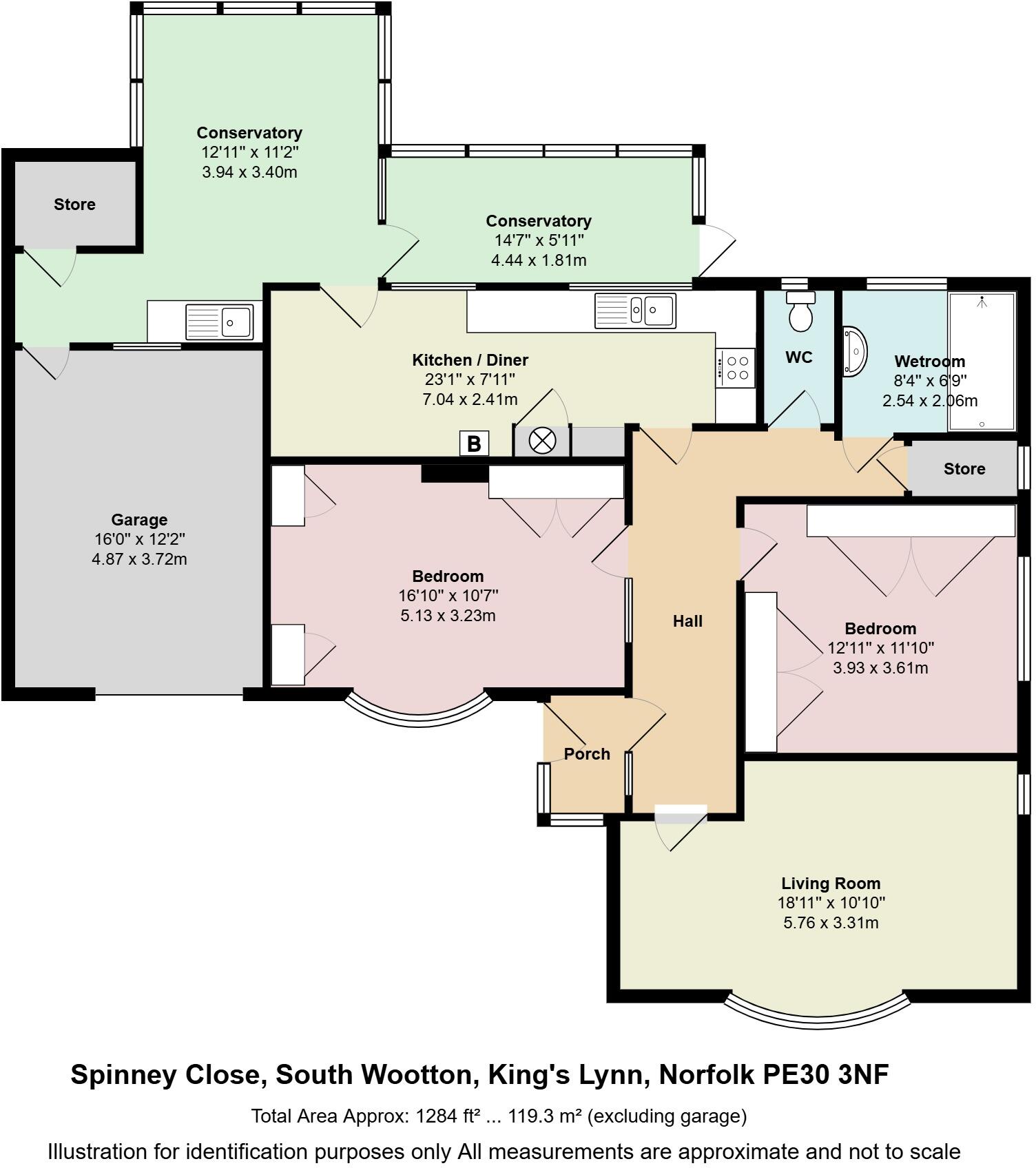 SOUTH WOOTTON - Link-Detached 2 Bed Bungalow on Quiet Cul-De-Sac floorplan