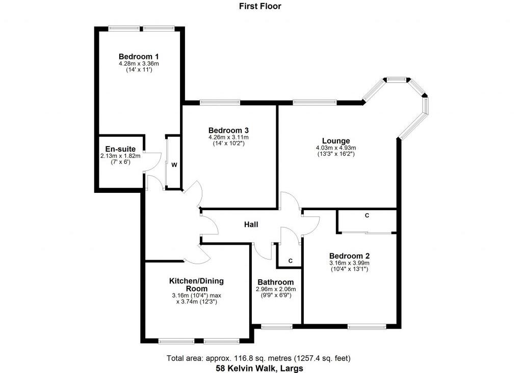 58 Kelvin Walk, Largs, KA30 8SJ floorplan