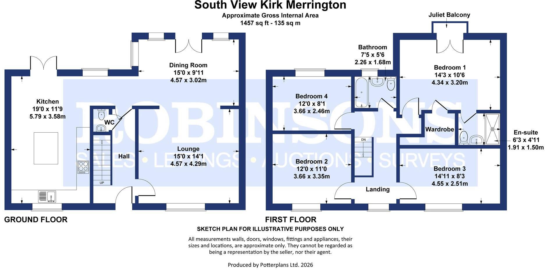 South View, Kirk Merrington, Spennymoor floorplan