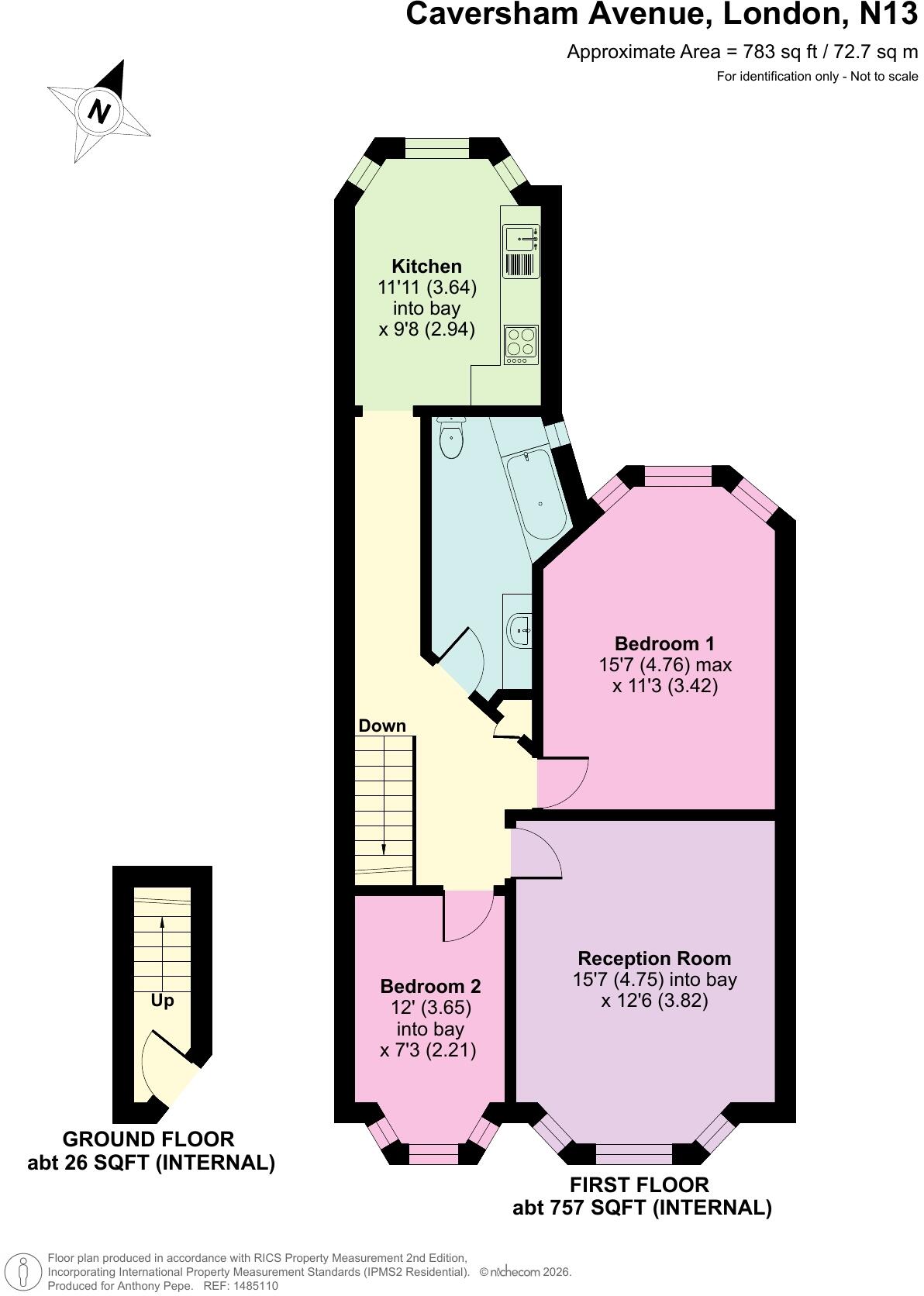 Caversham Avenue, Palmers Green, London, N13 floorplan