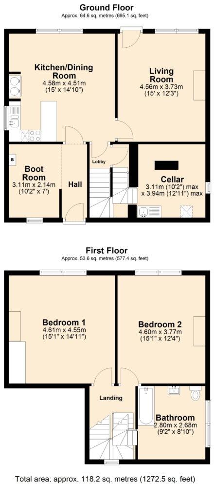 2 bedroom cottage for sale – Sugden House Farm Cottage, Staples Lane, Keighley, BD21 5QD floorplan