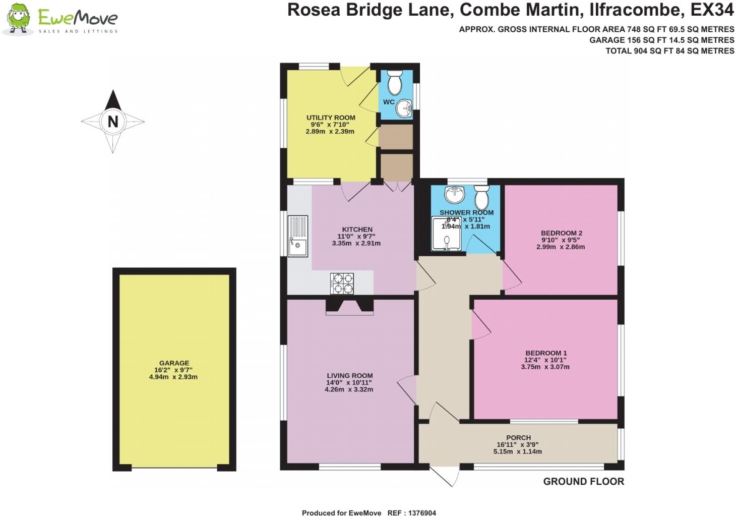 Rosea Bridge Lane, Combe Martin, Ilfracombe, Devon, EX34 floorplan