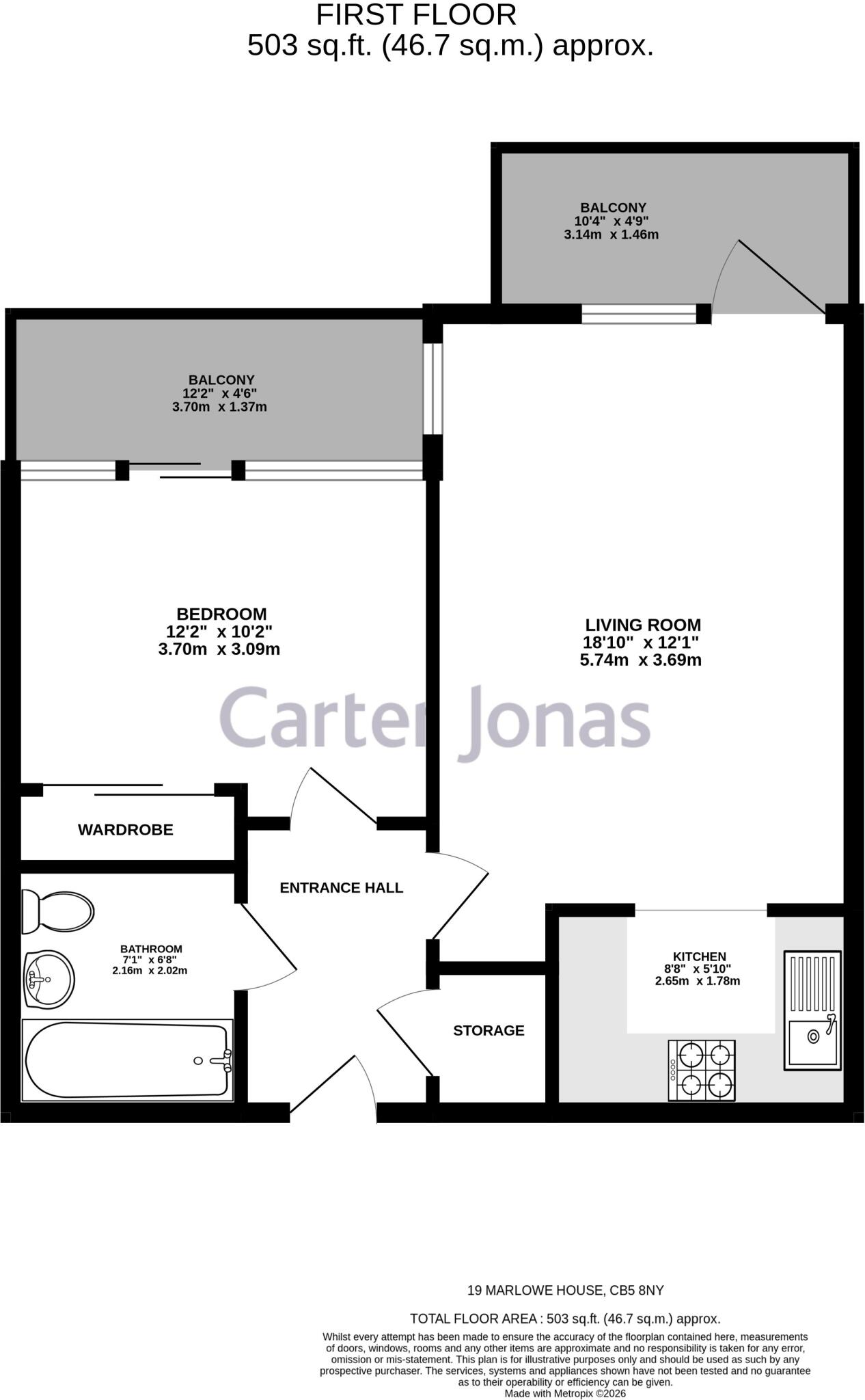 Marlowe House, Kingsley Walk, Cambridge, CB5 floorplan