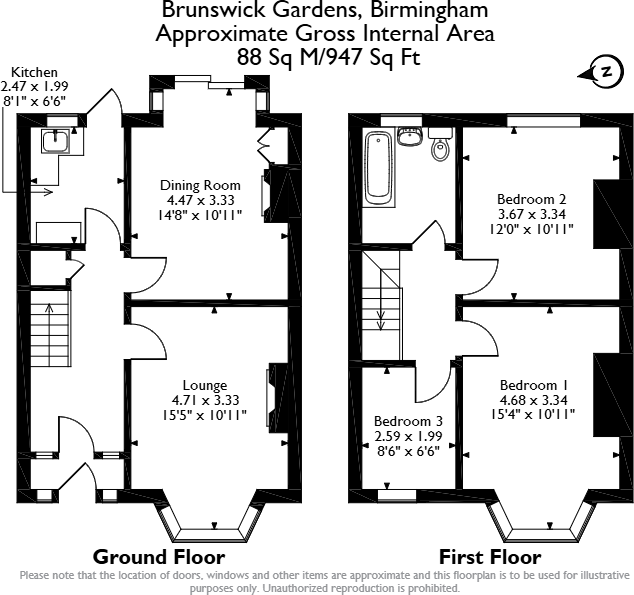 Brunswick Gardens, Birmingham, B21 floorplan