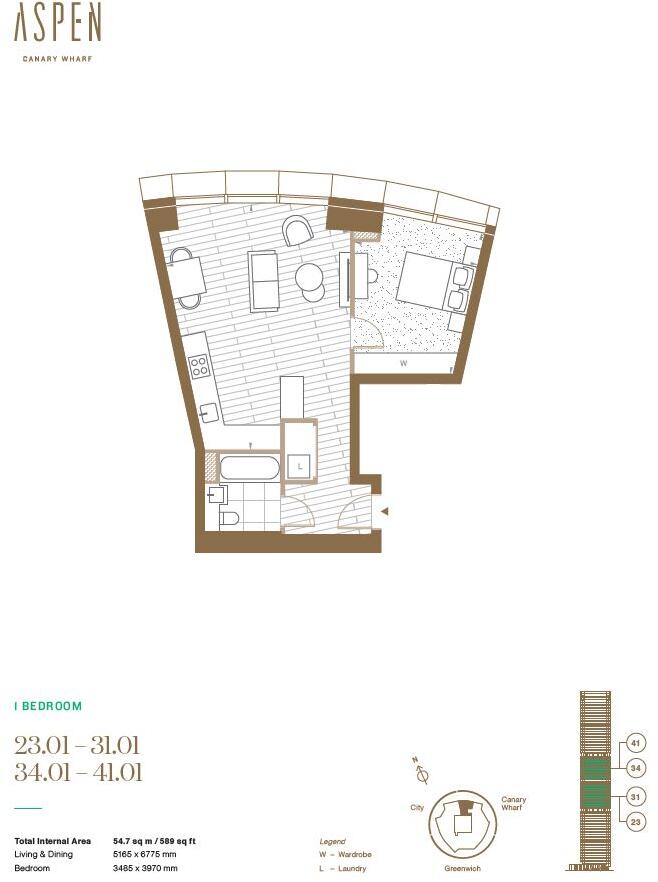 Aspen, Consort Place, Marsh Wall, Canary Wharf, E14 floorplan