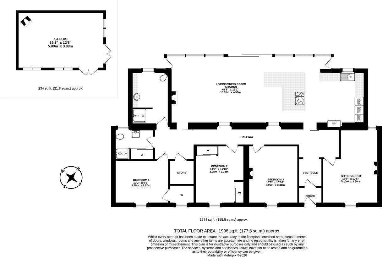 Long Cottage, 2 Kinnaird Farm Cottages, Cupar, Fife, KY15 floorplan
