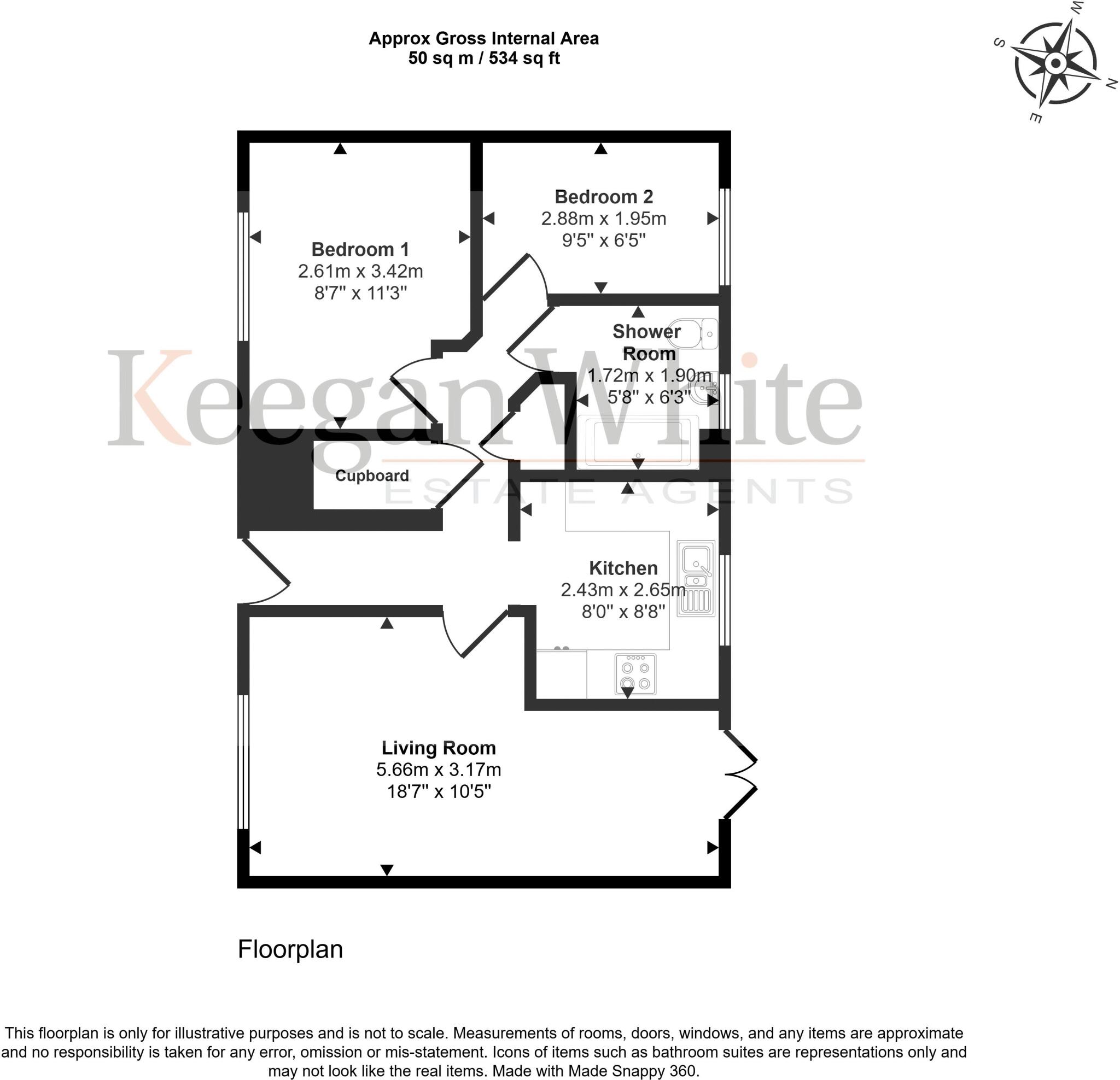 The Acorns - Retirement Apartment for Over 60's - No Chain floorplan