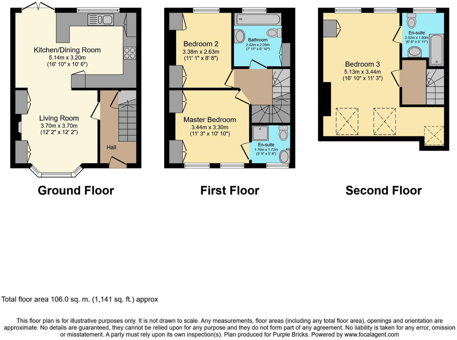 3 bed, 3 bath house - Stanlake Road, London, W12 7HJ floorplan