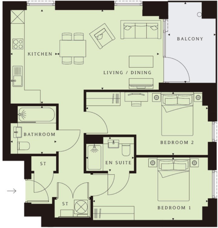Flat 70 Tabbard Apartments, East Acton Lane, London floorplan
