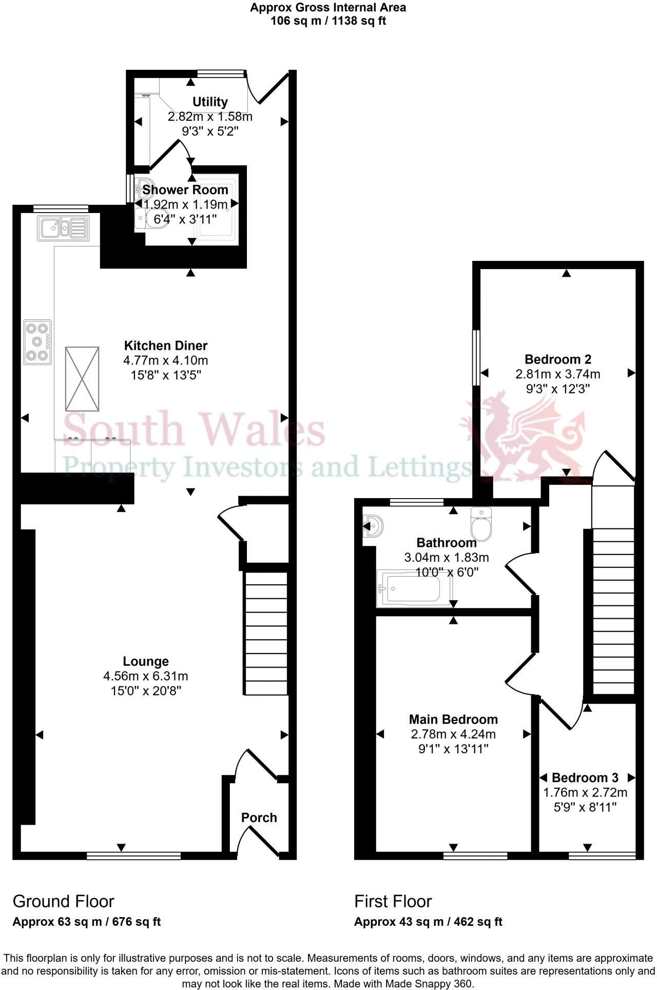 Taff Street, Treherbert, Treorchy, Rhondda Cynon Taff. CF42 5LE floorplan