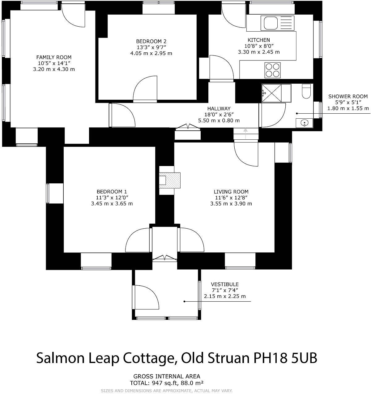 Salmon Leap Cottage, Calvine, Pitlochry PH18 5UB floorplan