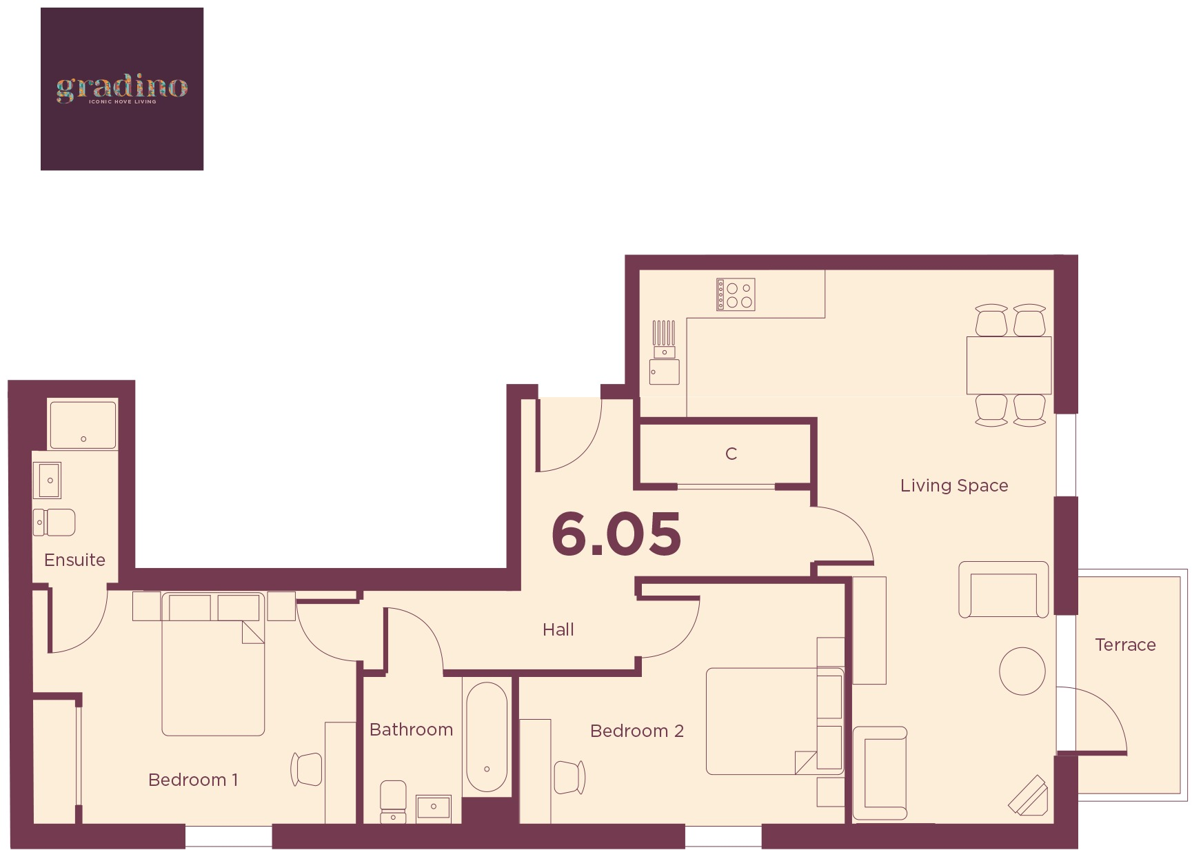 Gradino Apartments, Davigdor Road, Hove floorplan