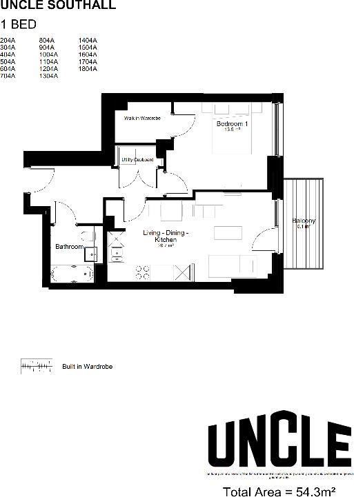 UNCLE Southall - Flat 1404A, London, UB2 floorplan