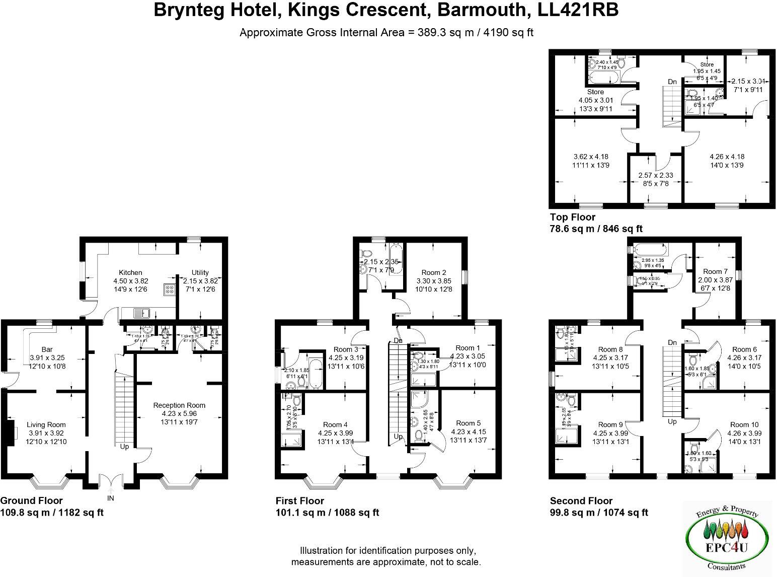 Bryn Teg Hotel, Kings Crescent, Barmouth, LL42 1RB floorplan