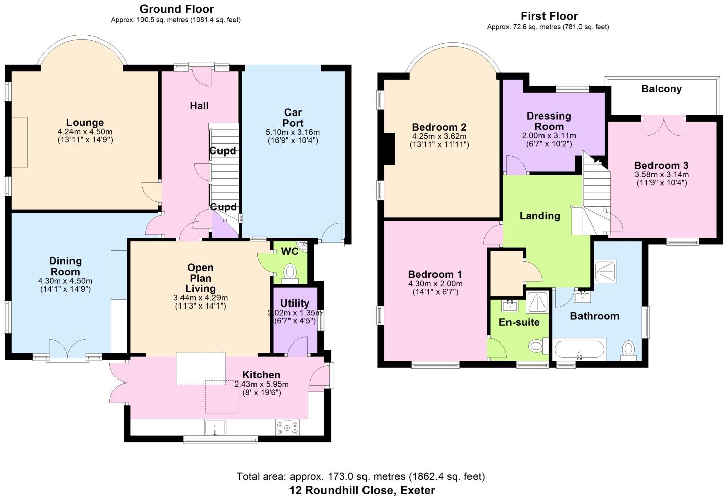 Roundhill Close, Exeter, Devon, EX4 floorplan