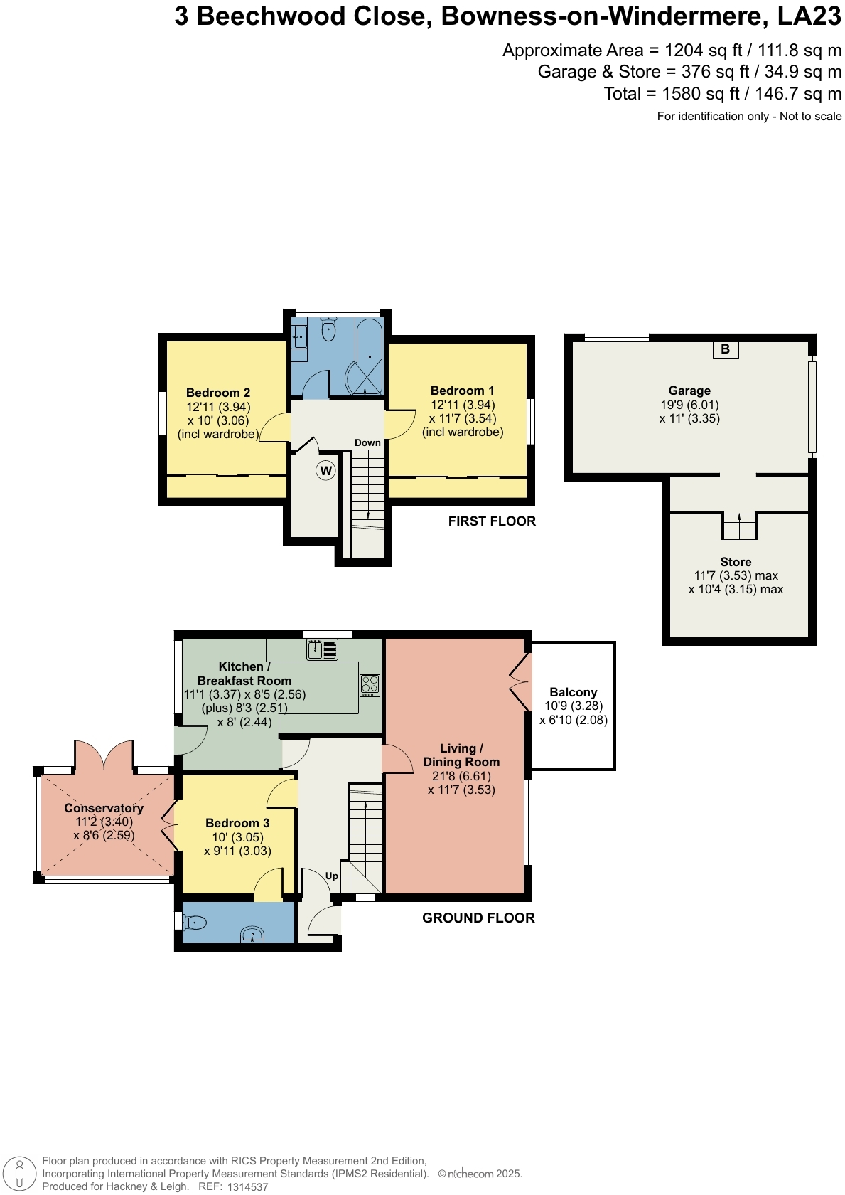 3 Beechwood Close, Bowness-on-Windermere, Cumbria, LA23 3AB floorplan