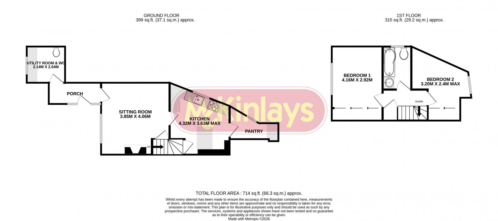 Beautiful 2 bedroom Cottage in Uffculme floorplan