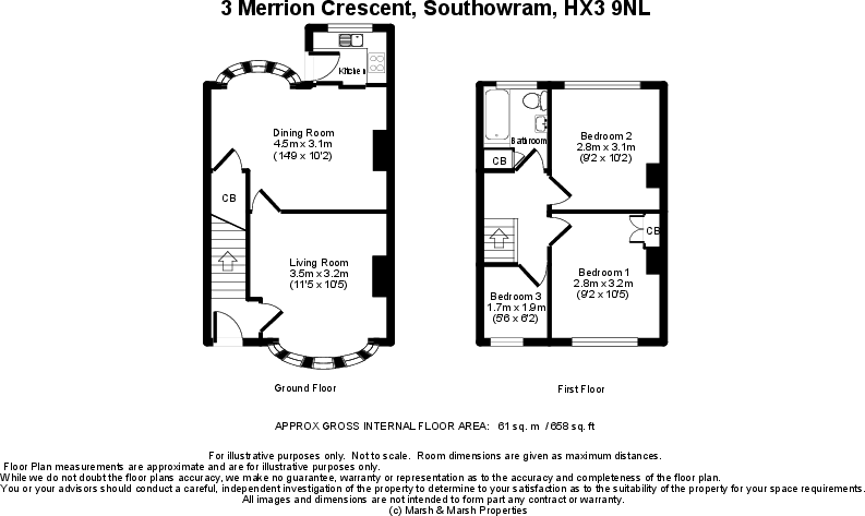 3 Merrion Crescent, Southowram, HX3 9NL floorplan