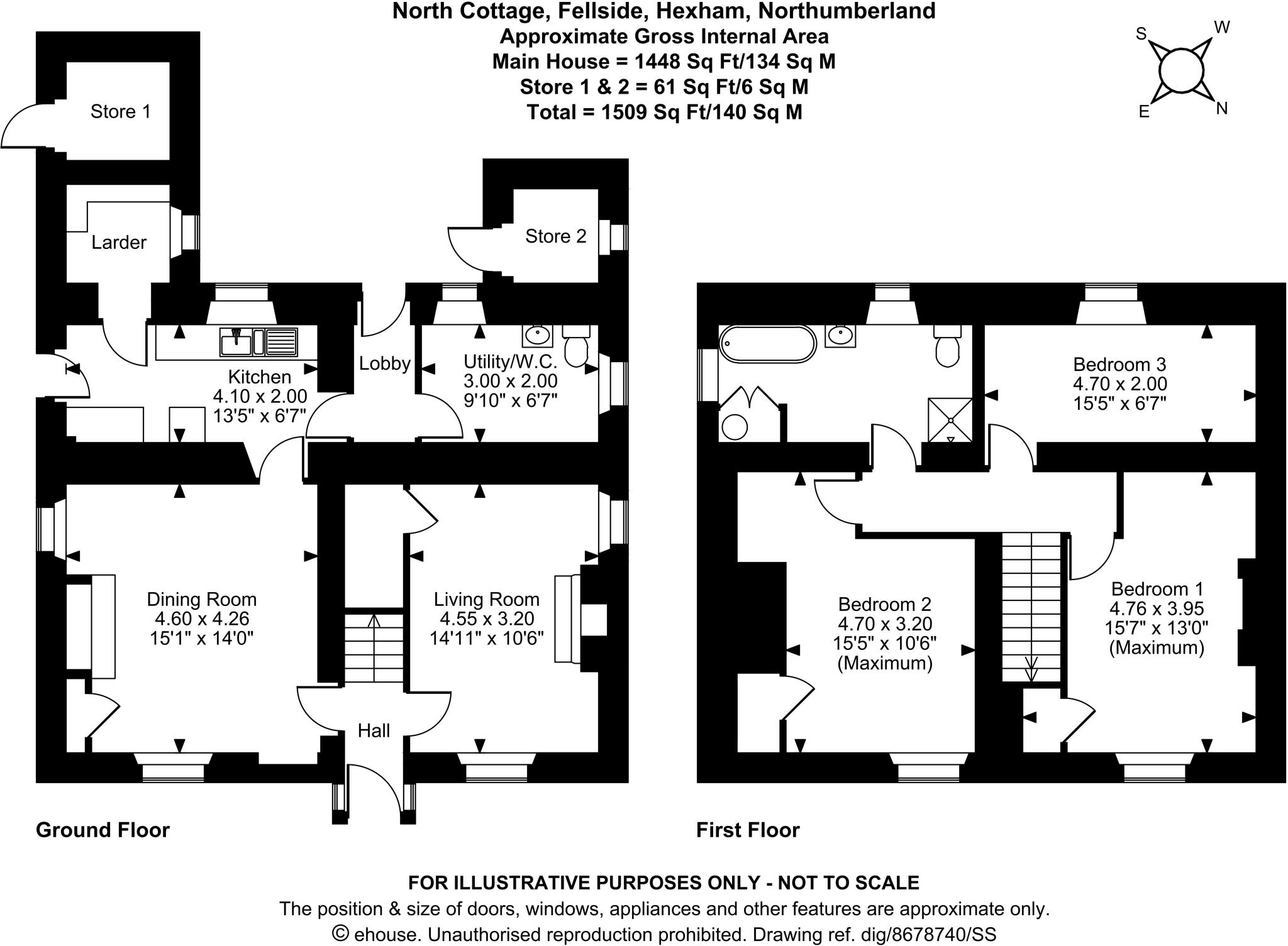 North Cottage, Fellside, Hexham, Northumberland, NE46 floorplan