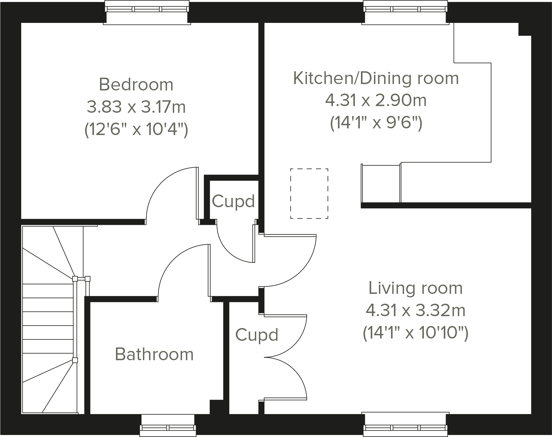Trelawny Place,	Candlet Road,
IP11 6AE floorplan