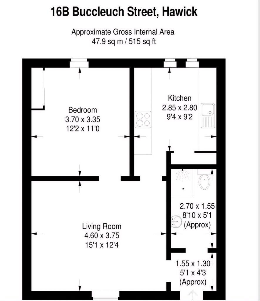 16b Buccleuch Street, Hawick, TD9 OHW floorplan
