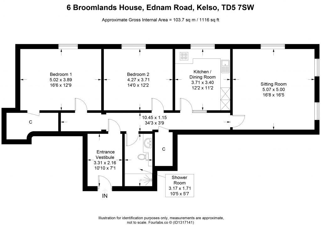 6 Broomlands House, Ednam Road, Kelso, TD5 7SW floorplan