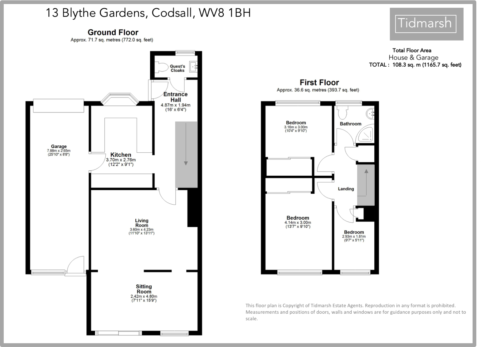 13 Blythe Gardens, Codsall, WV8 1BH floorplan