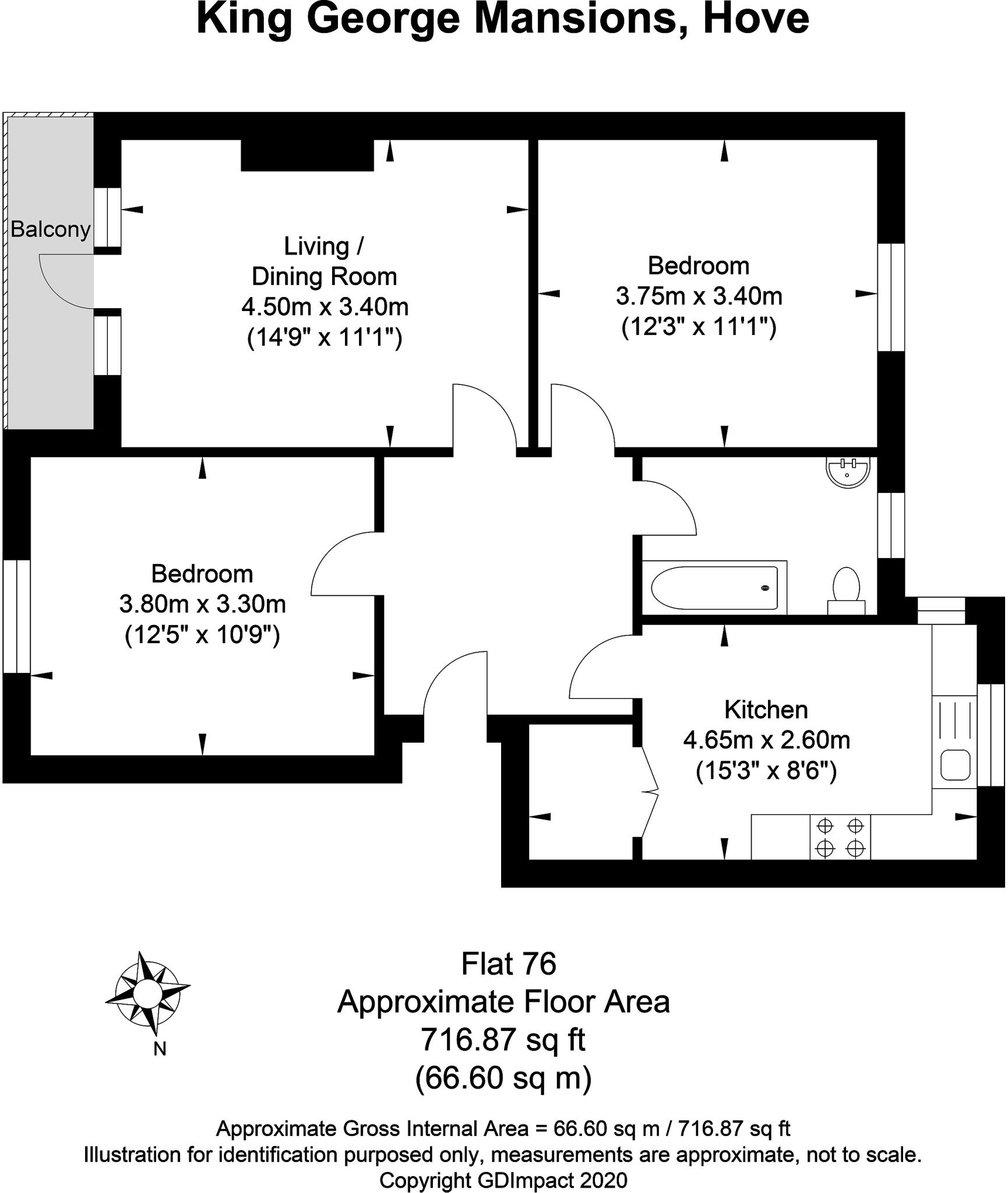 King George Vi Mansions, Court Farm Road, Hove, Brighton & Hove floorplan