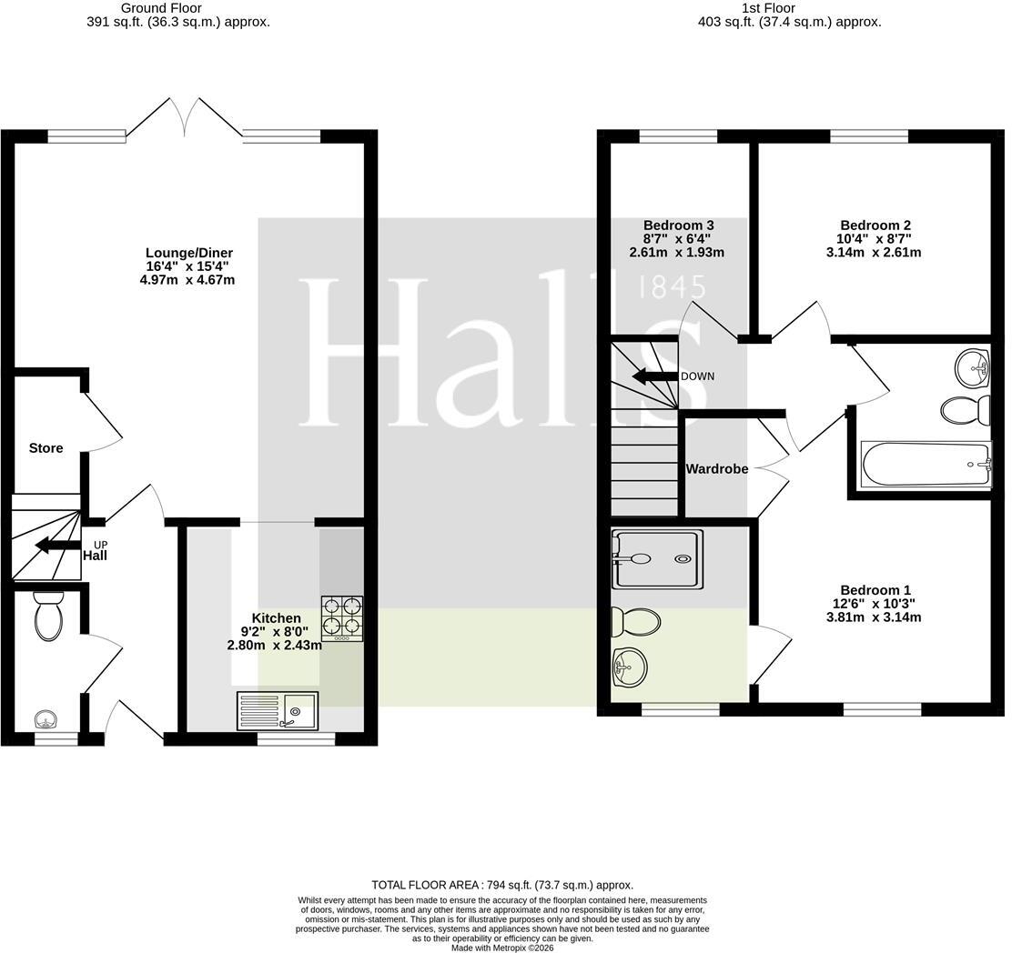 26, Barn Croft, Malpas. floorplan