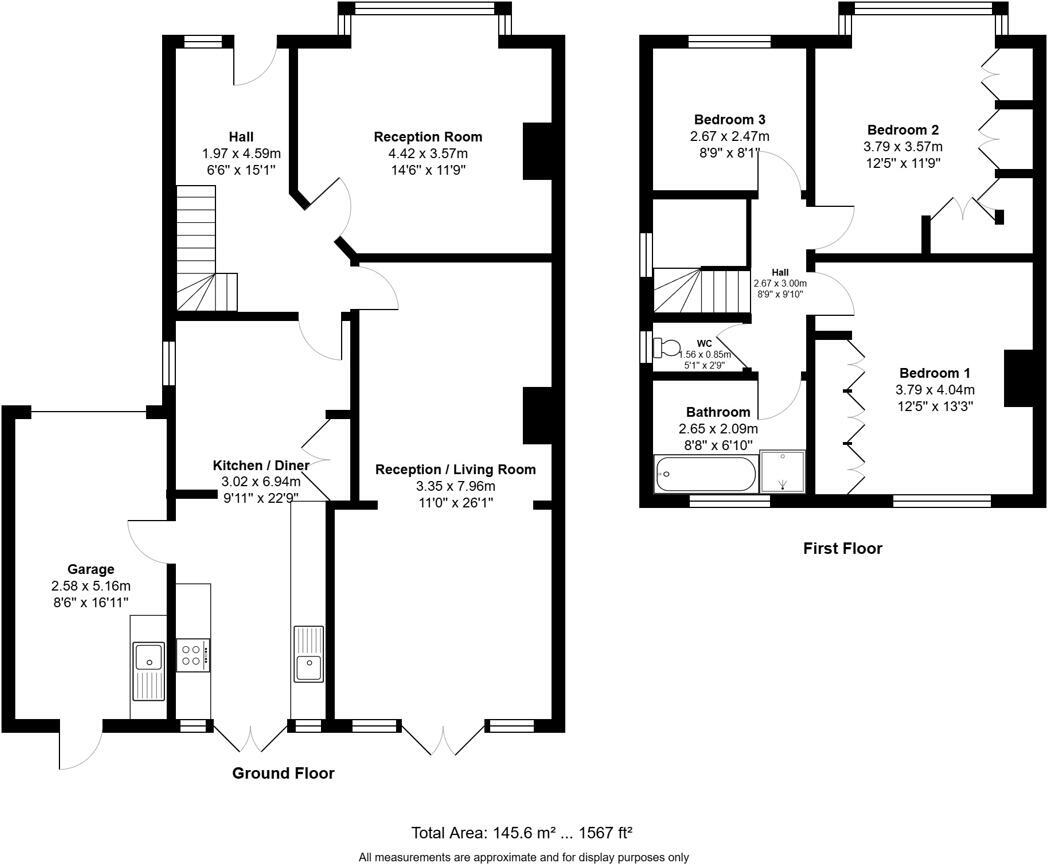 Substantial Three Double Bedroom House | Wide Plot | Garage & Extension Potential floorplan