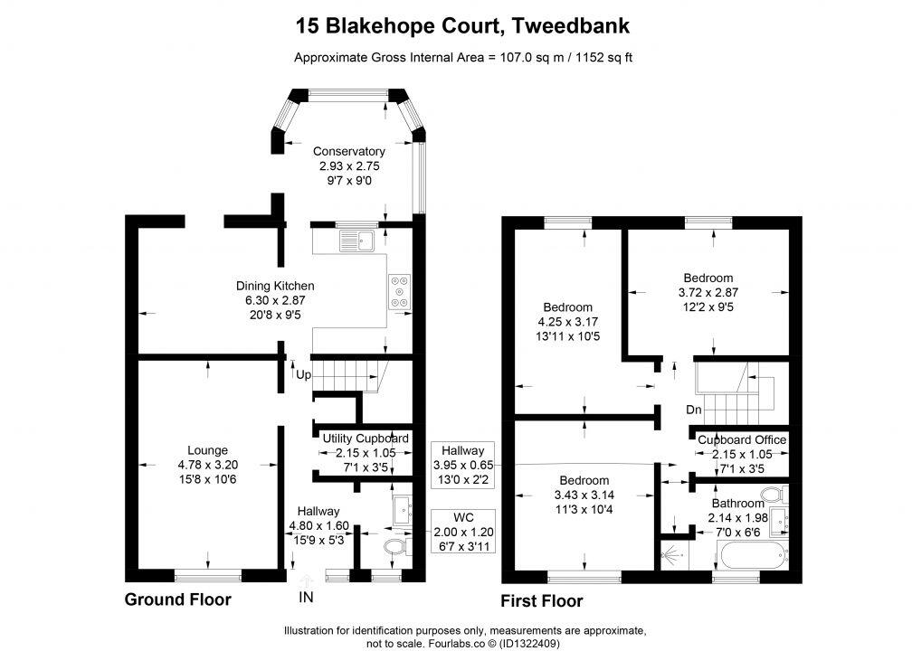 15 Blakehope Court, Tweedbank, TD1 3RB floorplan