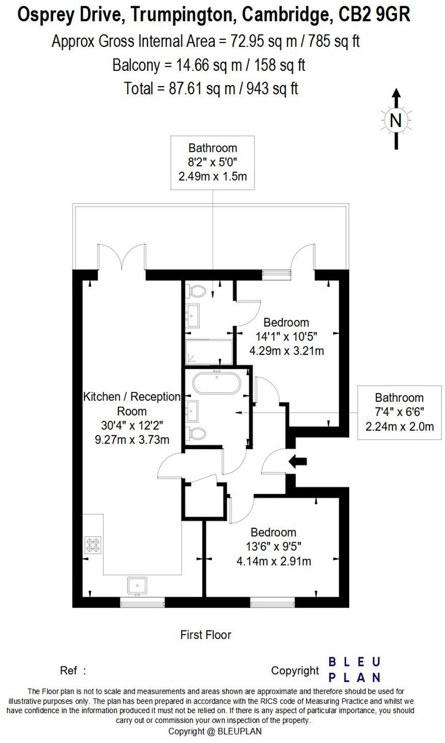 2 bedroom property in Osprey Drive, Trumpington floorplan