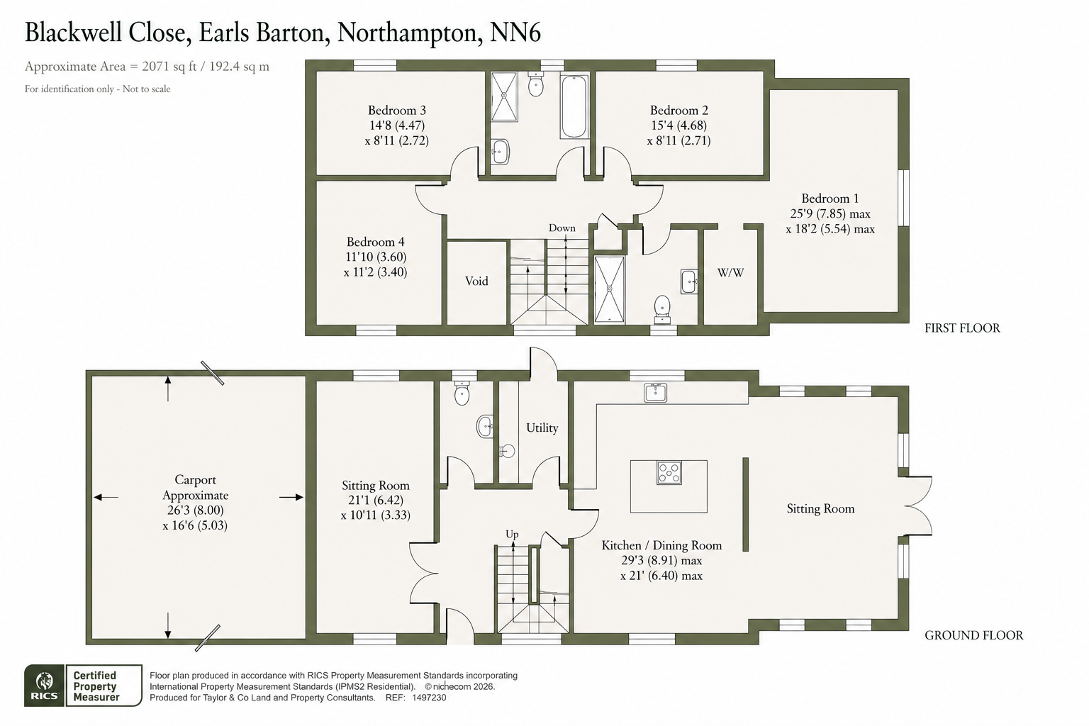 Blackwell Close, Earls Barton, North Northamptonshire floorplan