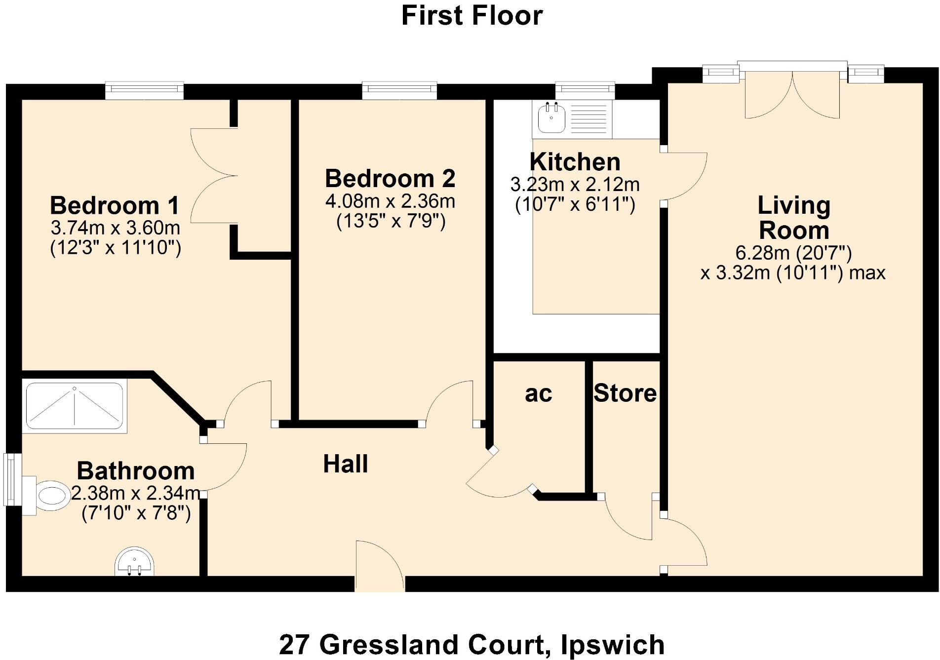 27 Gressland Court, Mead Drive, Off Ropes Drive, Kesgrave, Ipswich, IP5 2HJ floorplan