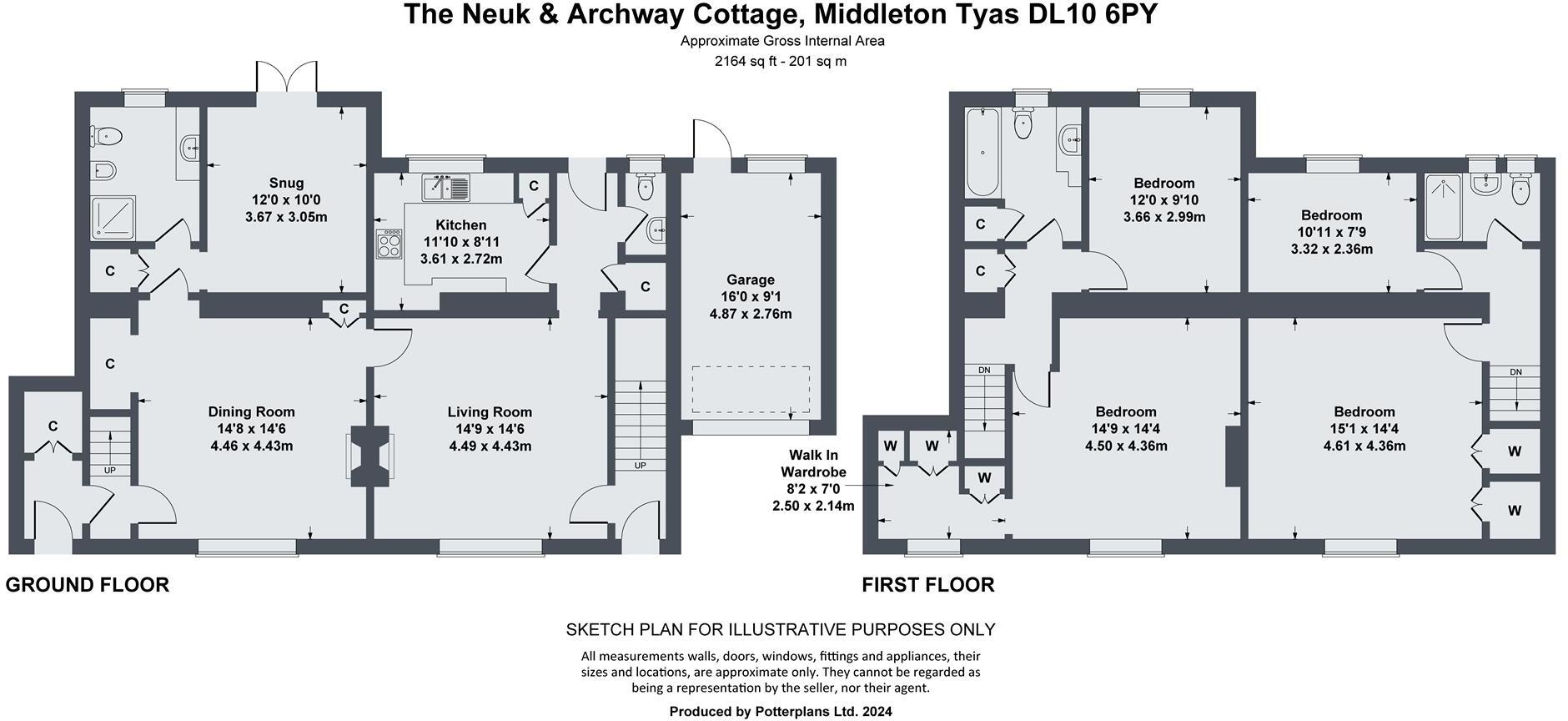 The Neuk & Archway Cottage, Middleton Tyas, DL10 6PY floorplan