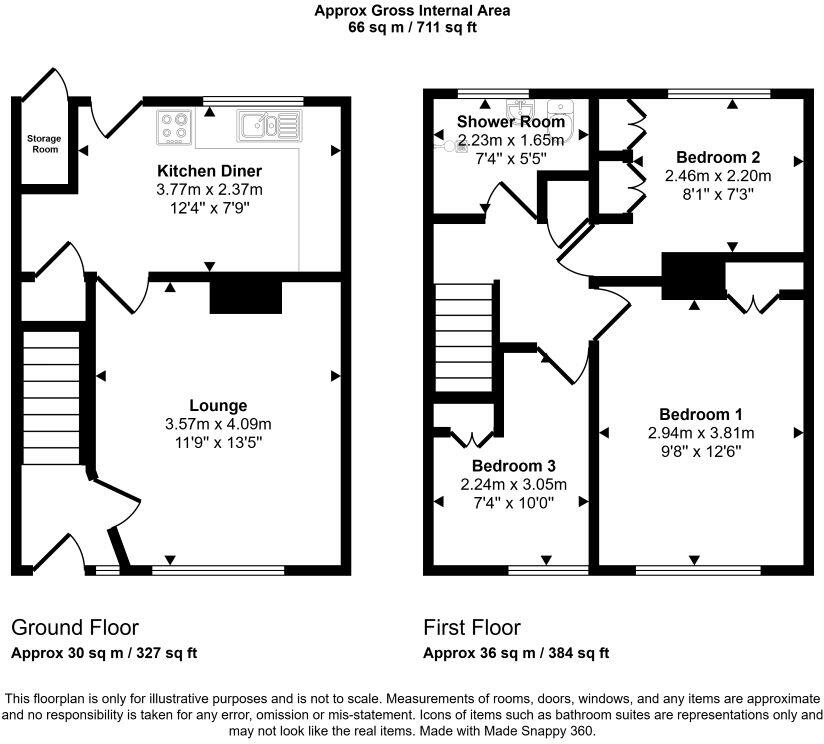 59 Aycliffe Road, Borehamwood, Hertfordshire, WD6 4JP floorplan