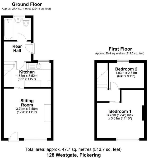 128 Westgate, Pickering, North Yorkshire, YO18 8BB floorplan