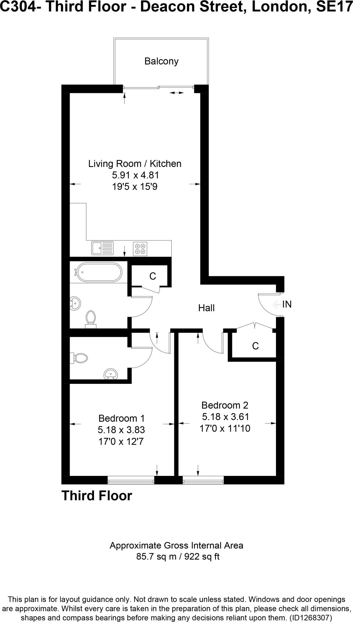 Belfield Mansions, London SE17 floorplan