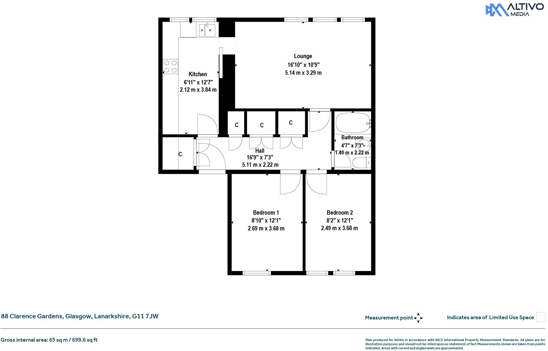 Clarence Gardens, Glasgow, Lanarkshire floorplan
