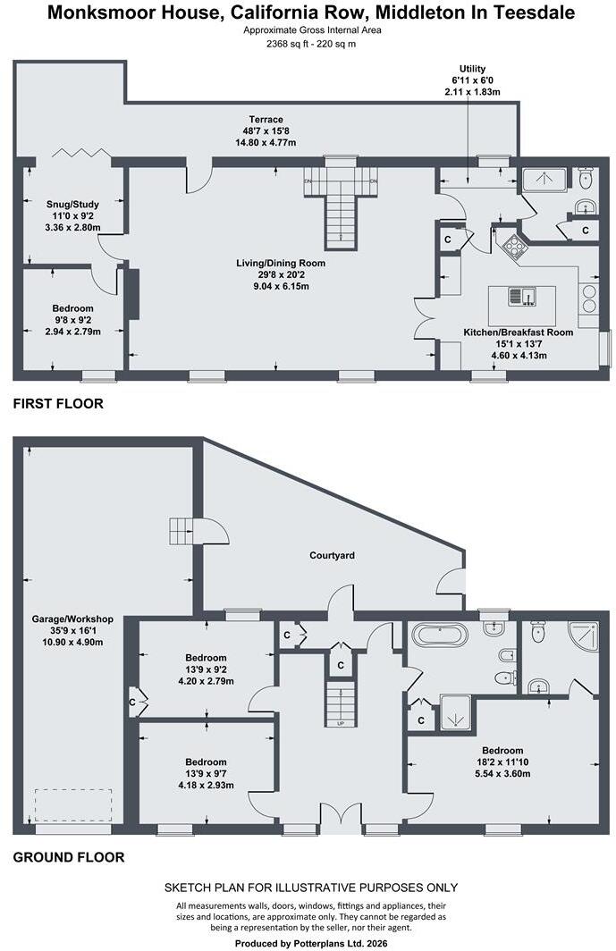 Monksmoor House, 24 California Row, Middleton-In-Teesdale floorplan