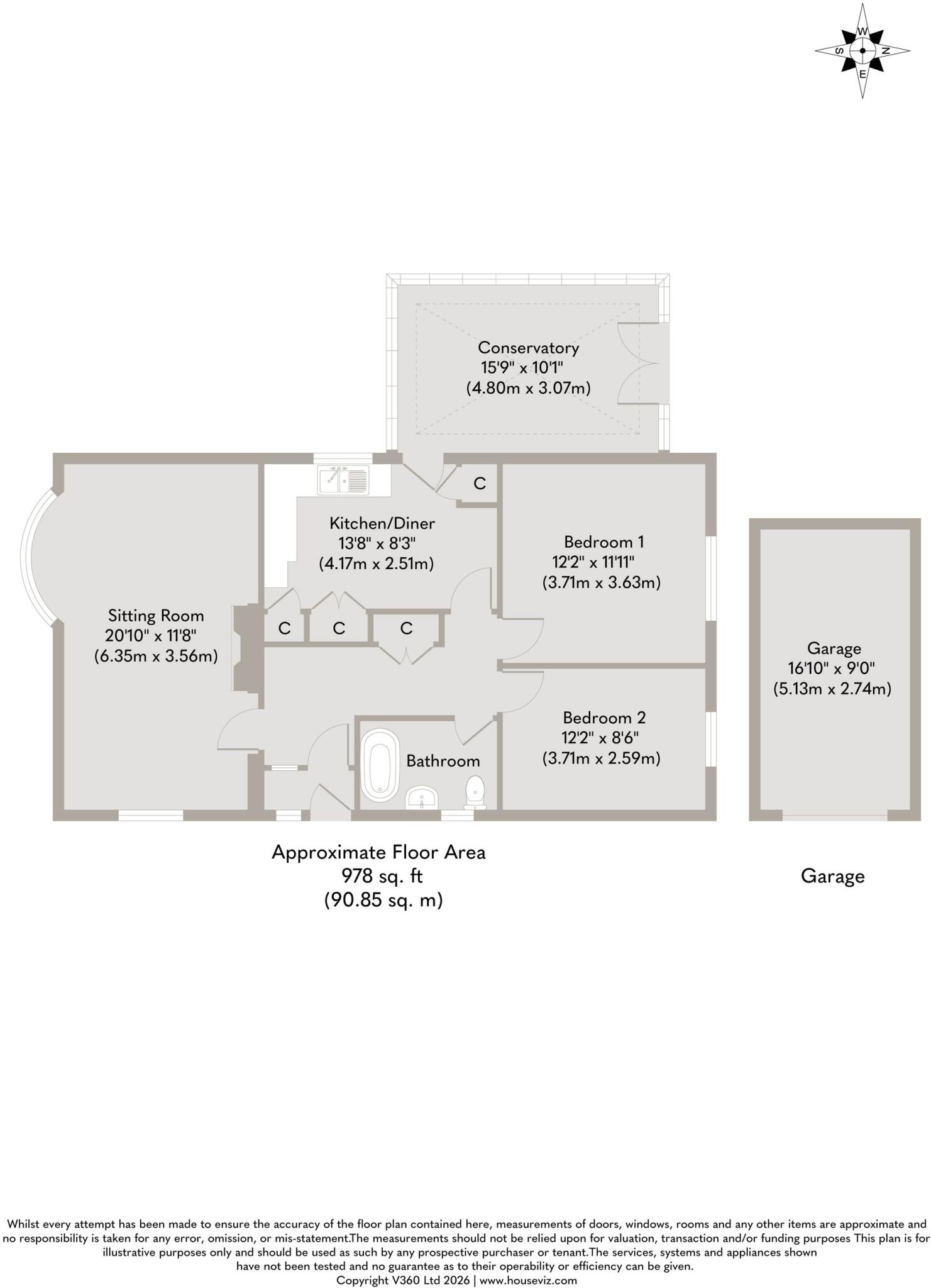 Detached Two-Bedroom Bungalow at the Lighthouse End of Hunstanton floorplan