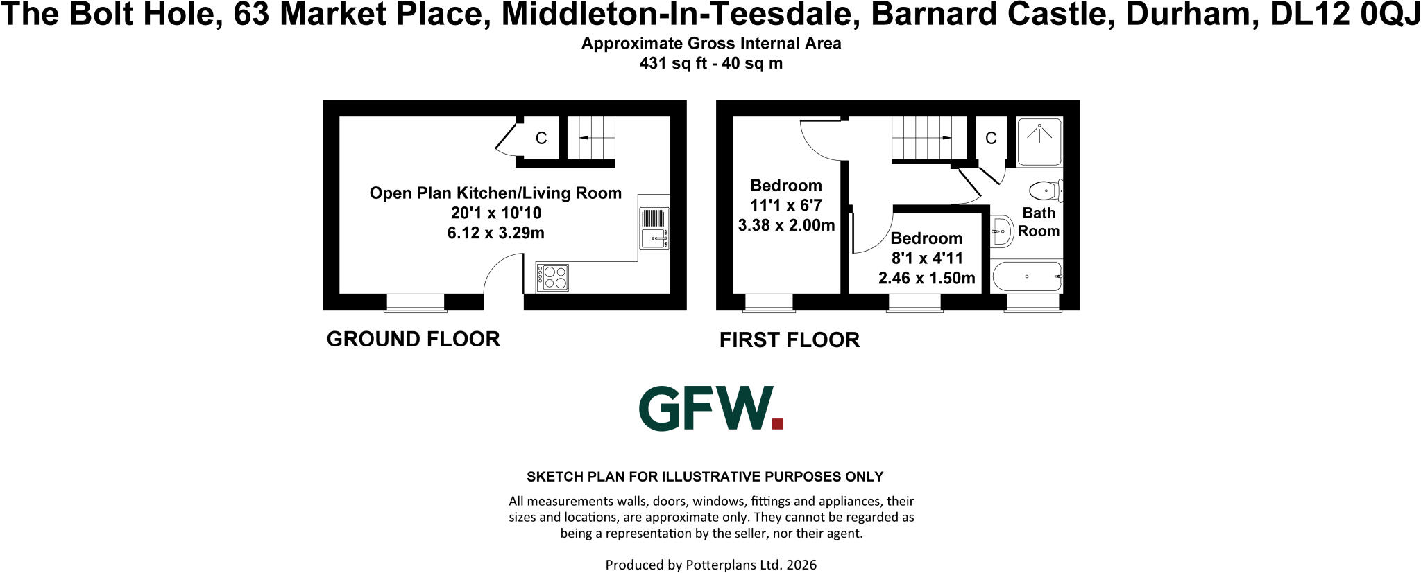 Market Place, Middleton-in-Teesdale, Barnard Castle, Durham, DL12 floorplan