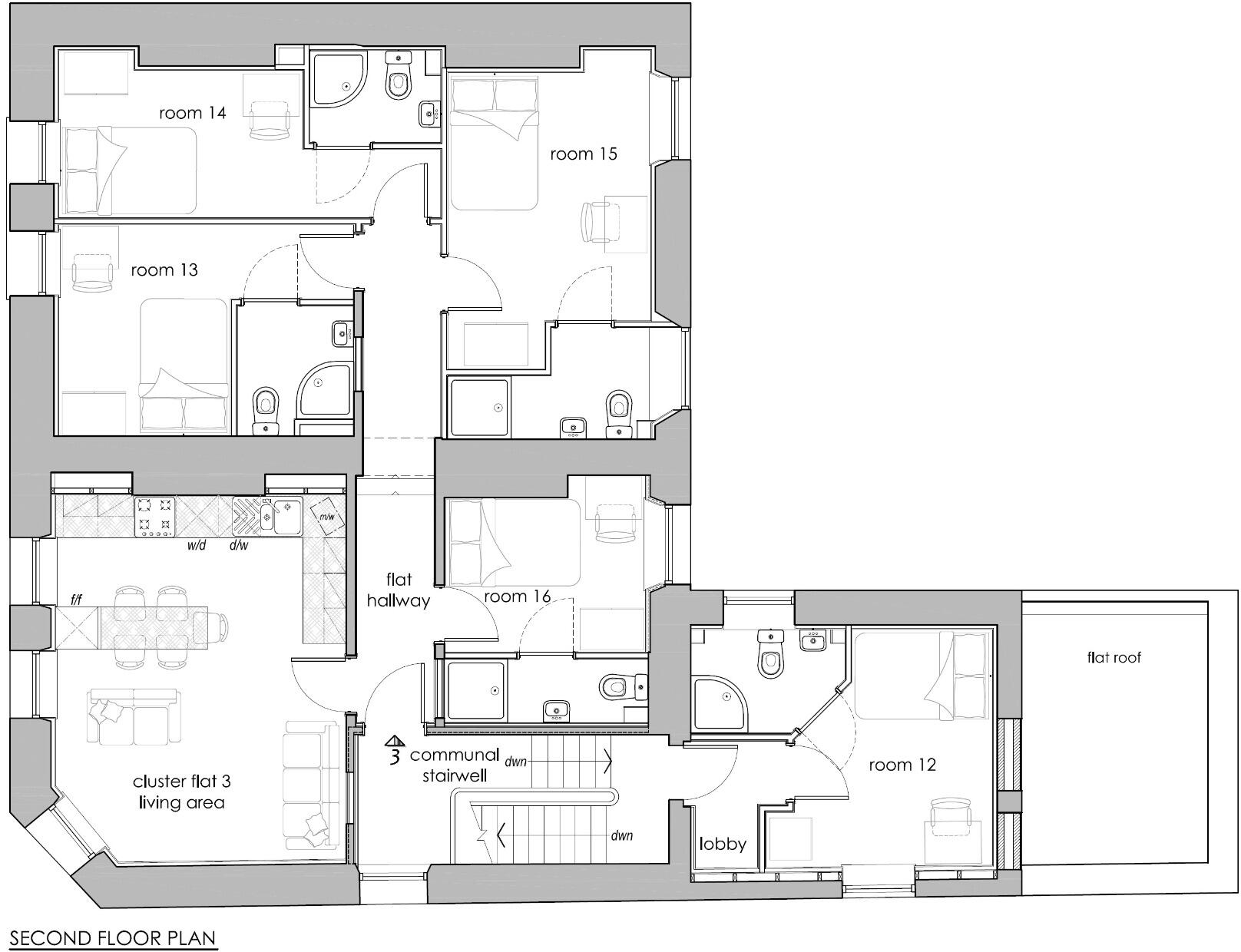 Top Floor Flat, Town House, 32 Harwell Street, Plymouth, Devon, PL1 5BN - Available September 2026 floorplan