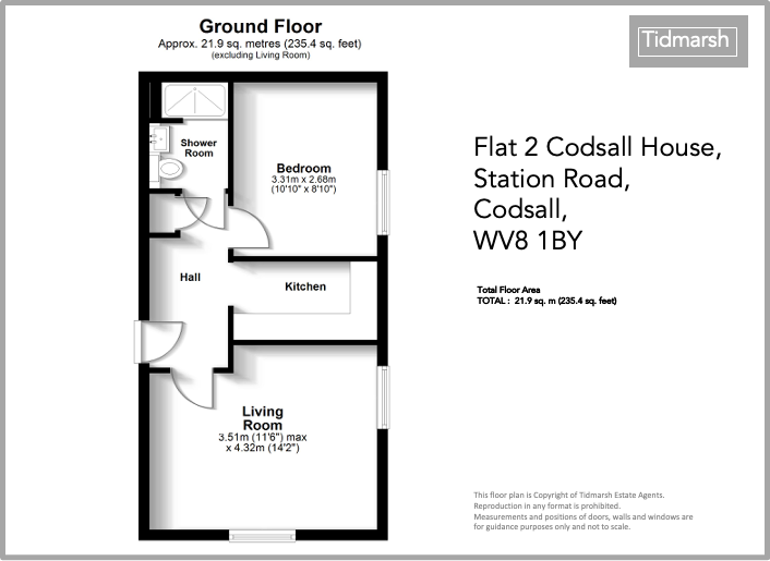 Flat 2, Codsall House, Codsall WV8 1BY floorplan