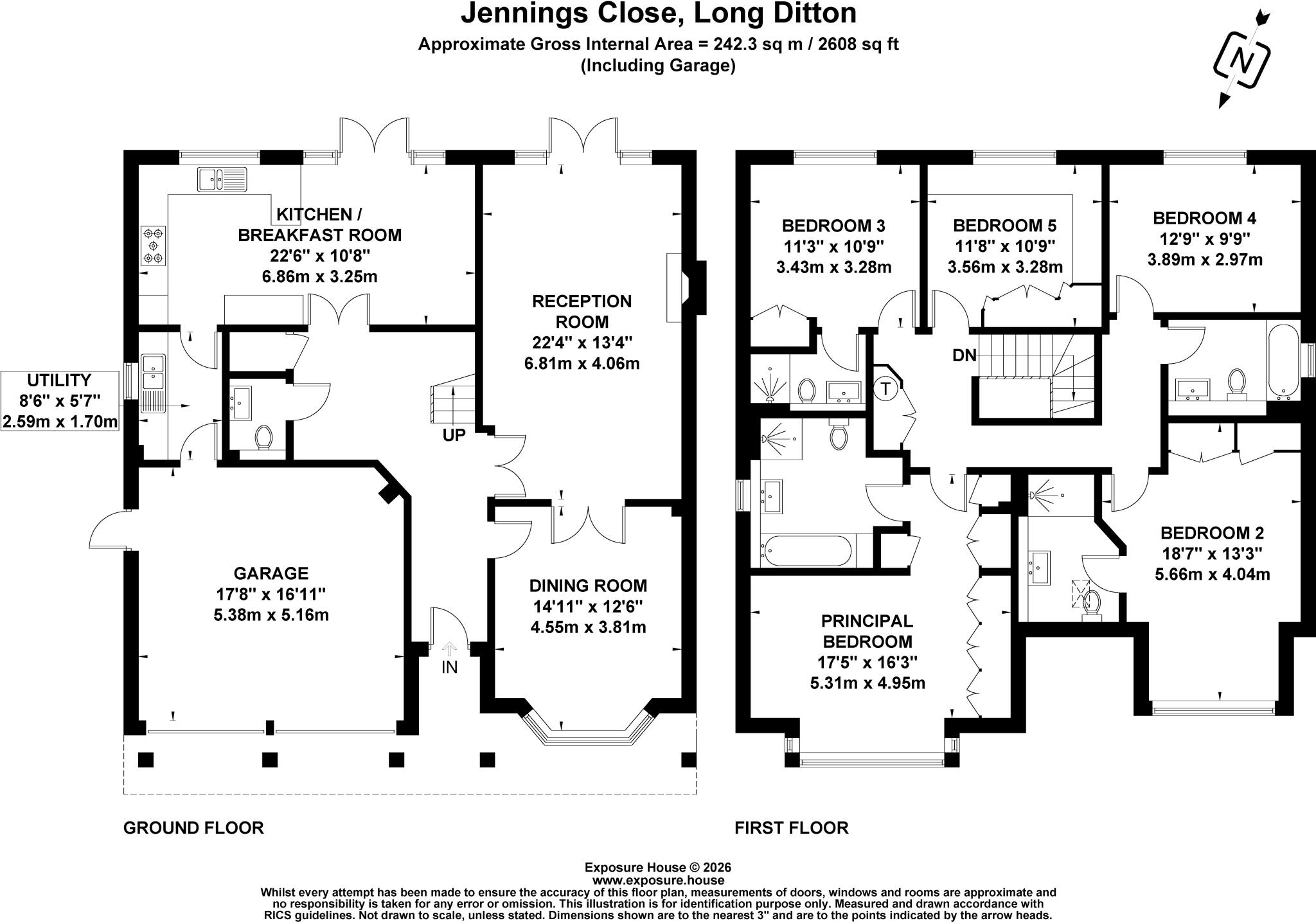 Jennings Close, Long Ditton, Surbiton, Surrey, KT6 floorplan
